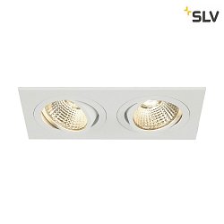 LED Downlight Set NEW TRIA II DL SQUARE Recessed luminaire, 2x6W, 38, 3000K, incl. driver, clip springs, white