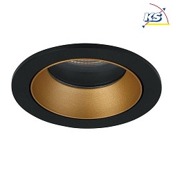 Recessed LED downlight ALTERO, IP44, round,  8.3cm, changeable cover, 500mA, 9.2W 3000K 820lm 33, black / gold