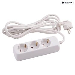 Socket, 3-fold, 3G1,5mm, white, 3m connection cable