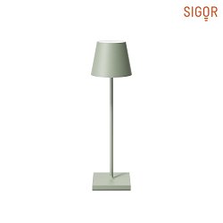 battery table lamp NUINDIE USB-C round IP54, sage green dimmable